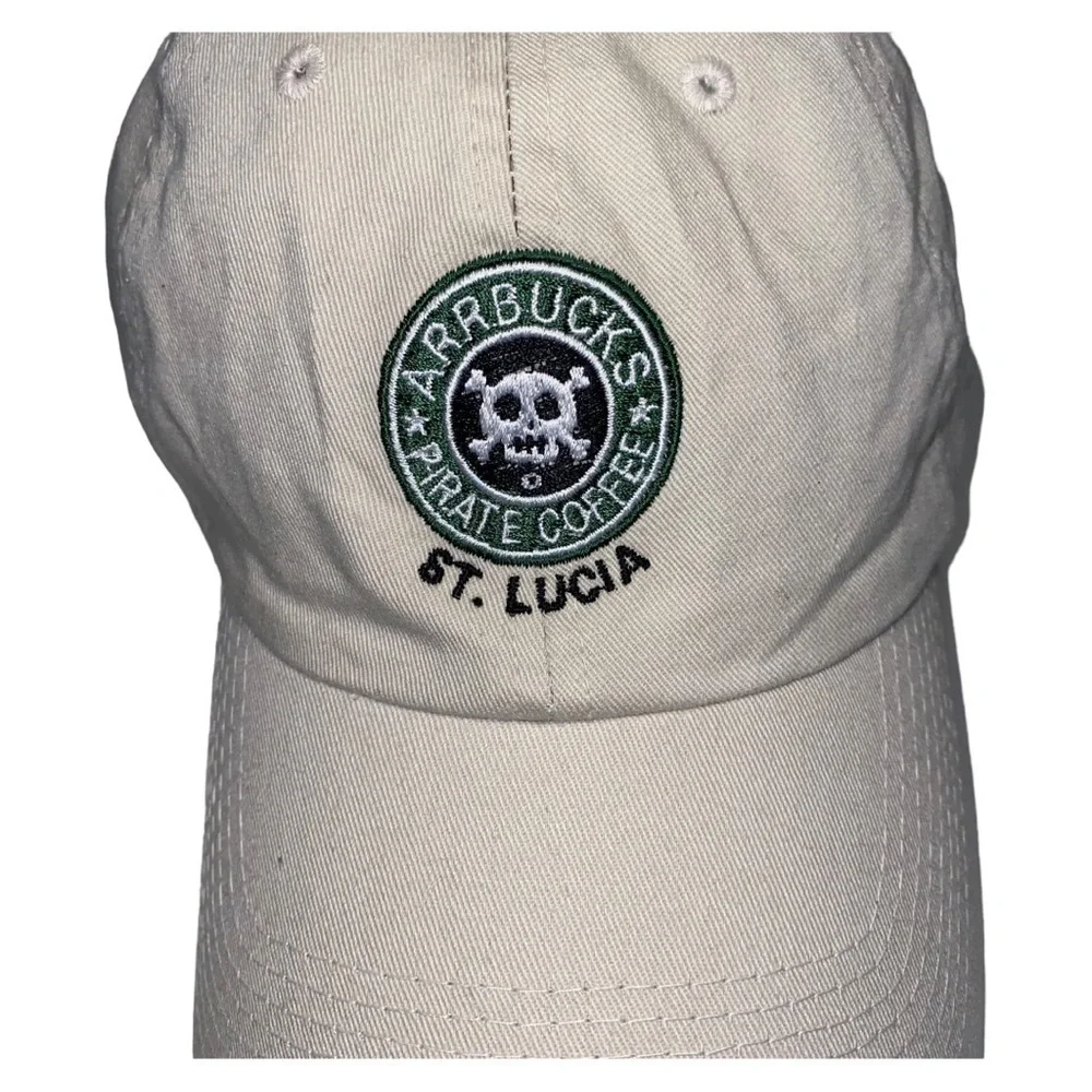 St. Lucia‎ Souvenir Baseball Cap Hat Pirate Skull Cross Bones Starbucks Spoof